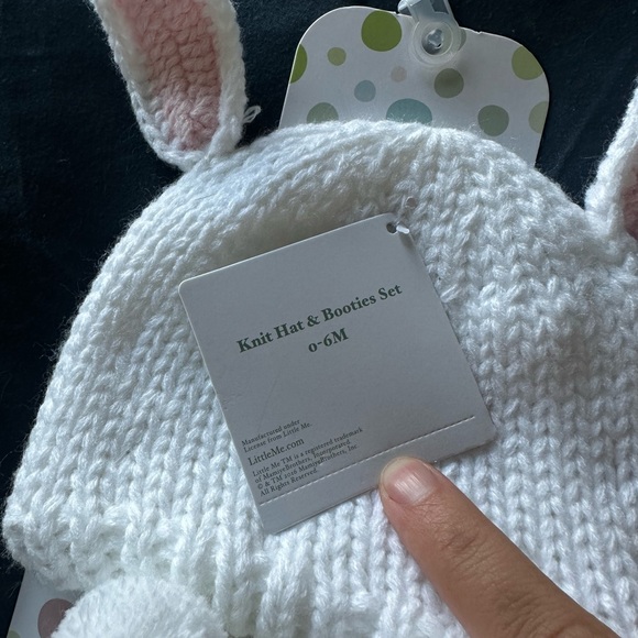 Little Me White Bunny Ear Hat & Booties Set - Picture 1 of 3